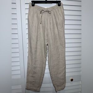 J. Crew Womens 100% Linen Pants with Elastic Waistband Size 8